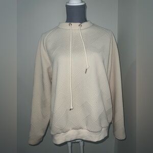 Cream Textured Hoodie